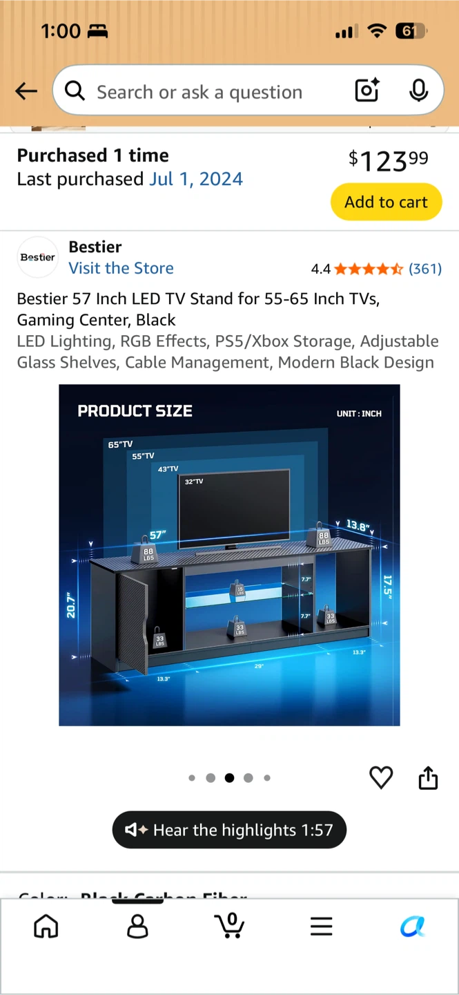 LED TV Stand for 55-65 Inch TVs - photo 2
