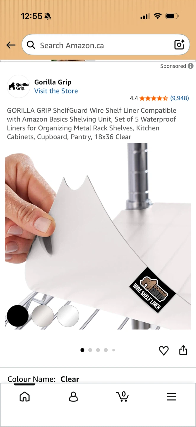 Gorilla Grip Shelf Liner 36" x 18" - Clear (Set of 5)
