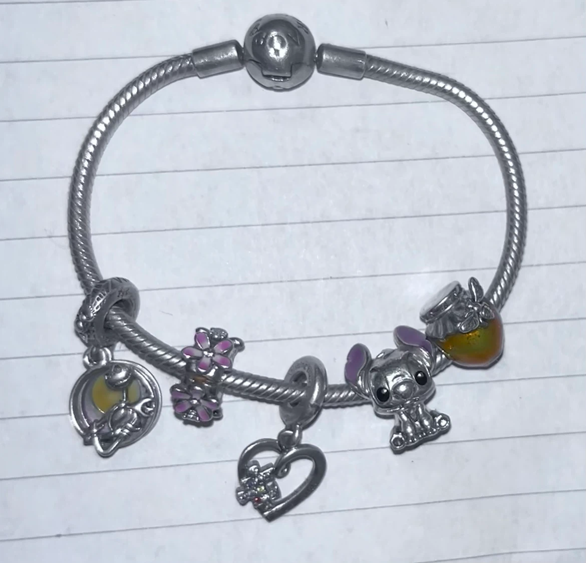 Authentic Pandora x DISNEY Charm Bracelet bundle - Size 6.5in