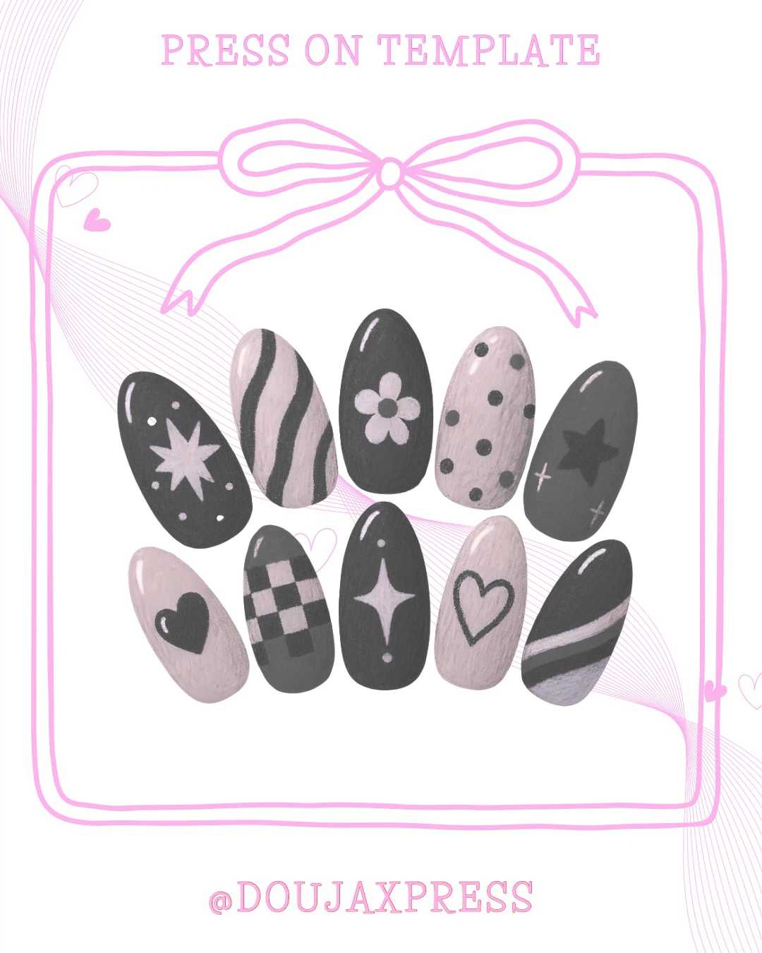 Custom Press on Nails lasting 4 weeks