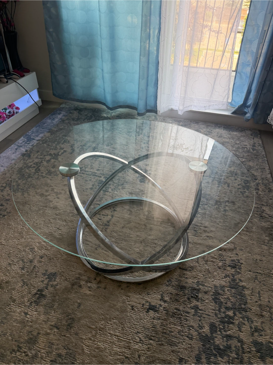 Glass and Chrome Accent Table