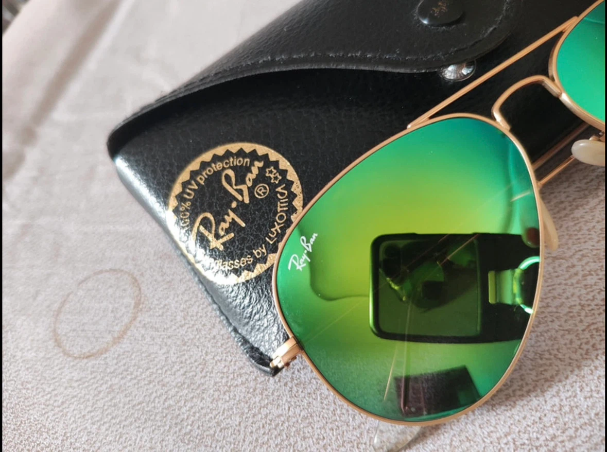 Ray-Ban Aviator Sunglasses with Green Mirrored Lenses - photo 3