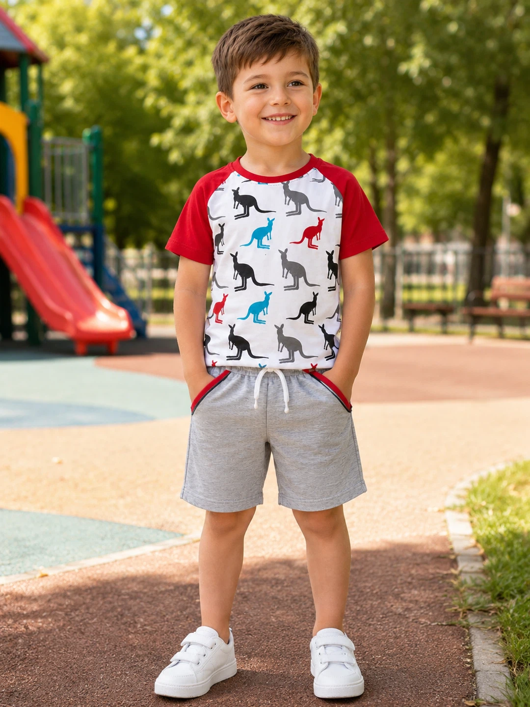 Boys’ 2-Piece Cotton Outfit – T-Shirt & Shorts 2Y-92cm