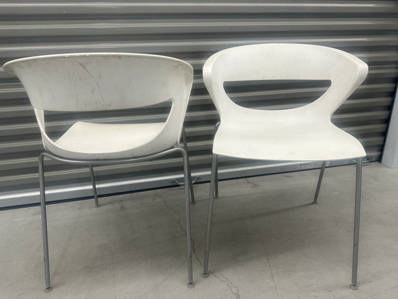 Two White Modern Chairs