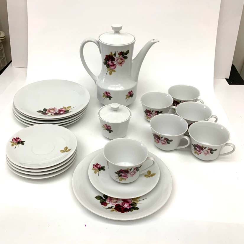 Vintage Rose Pattern Coffee/Tea Set