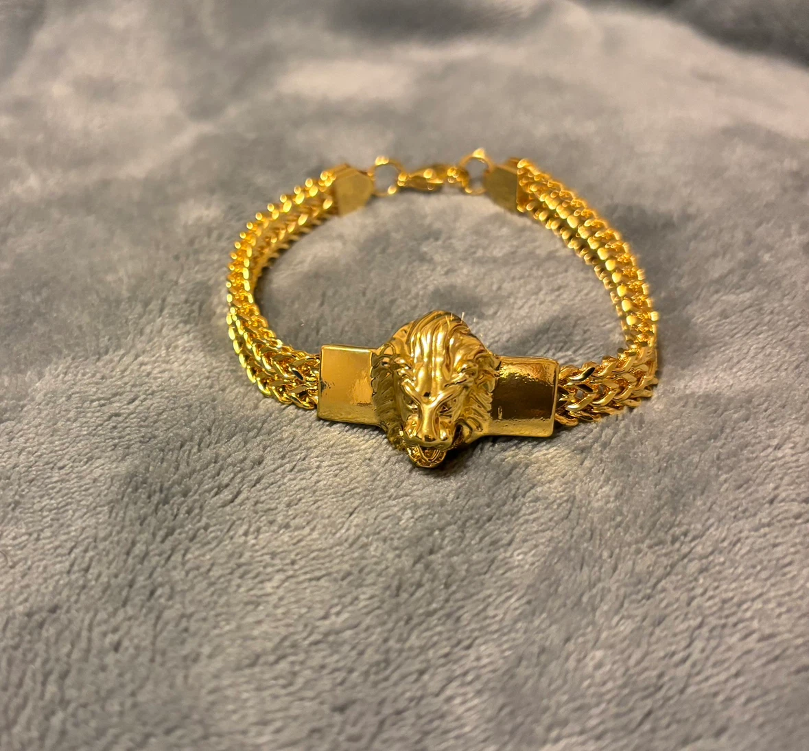 Gold Plated Lion Head Bracelet
