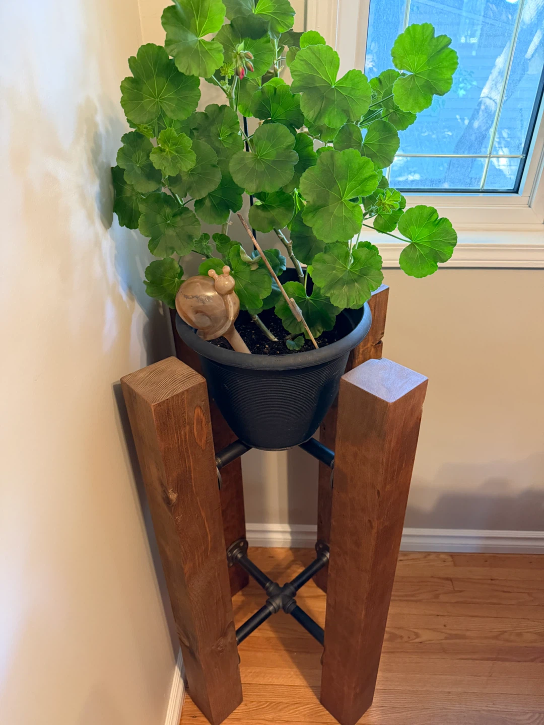 Rustic Wooden Plant Stand with Metal Accents - photo 2