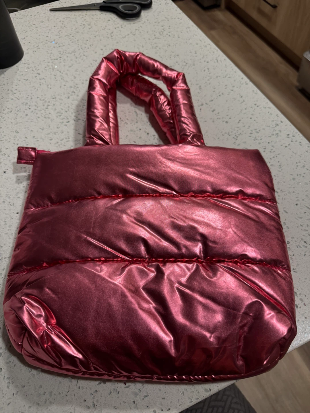 Puffer Tote Bag - Pink Metallic