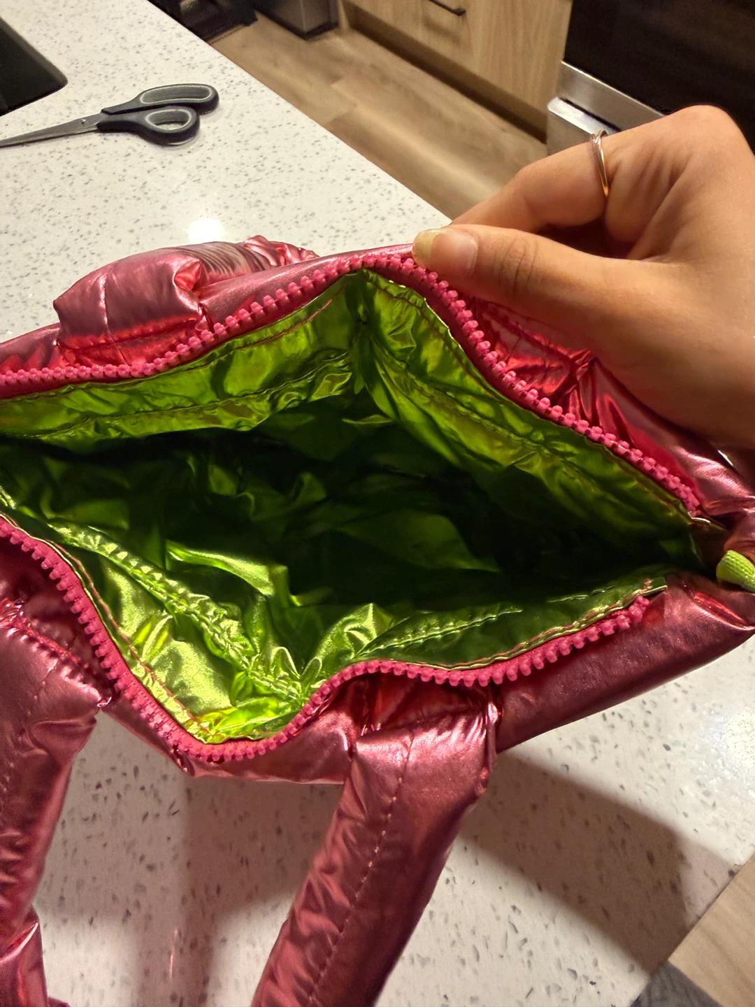 Puffer Tote Bag - Pink Metallic - photo 2