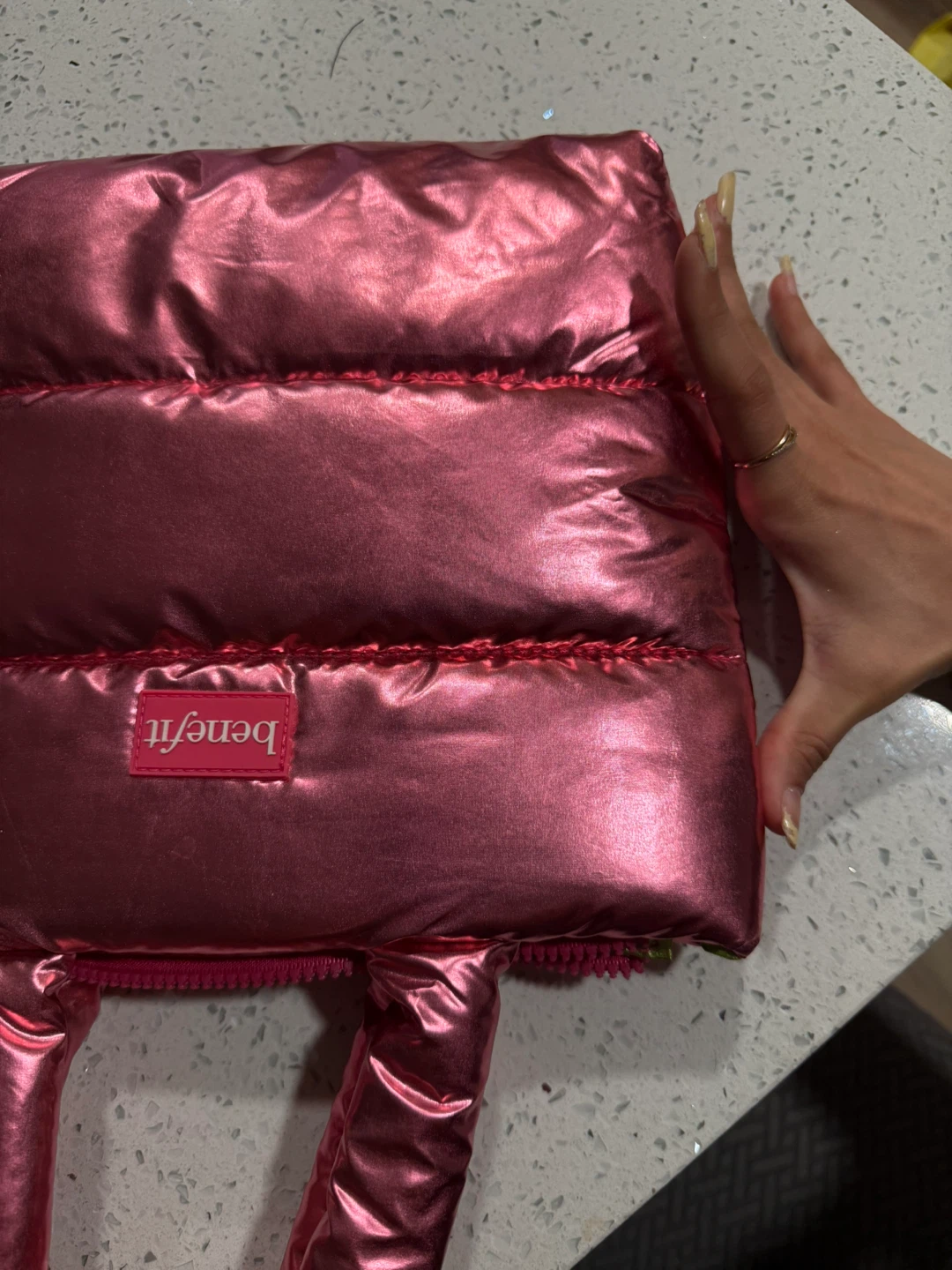 Puffer Tote Bag - Pink Metallic - photo 3