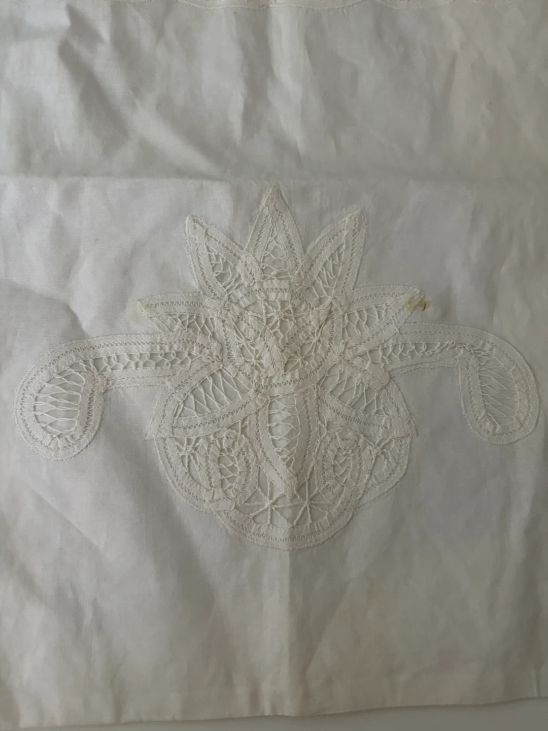 Vintage Battenberg Lace White Drawstring Bag - photo 3