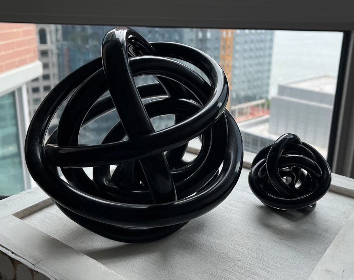 Black Abstract Sphere Sculpture Set