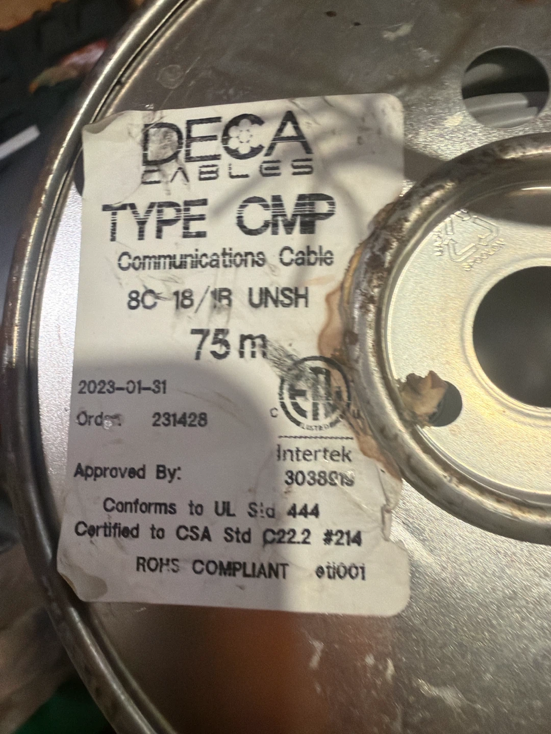 ETHERNET WIRE DECA CABLES Type CMP Communications Cable 75m - photo 2