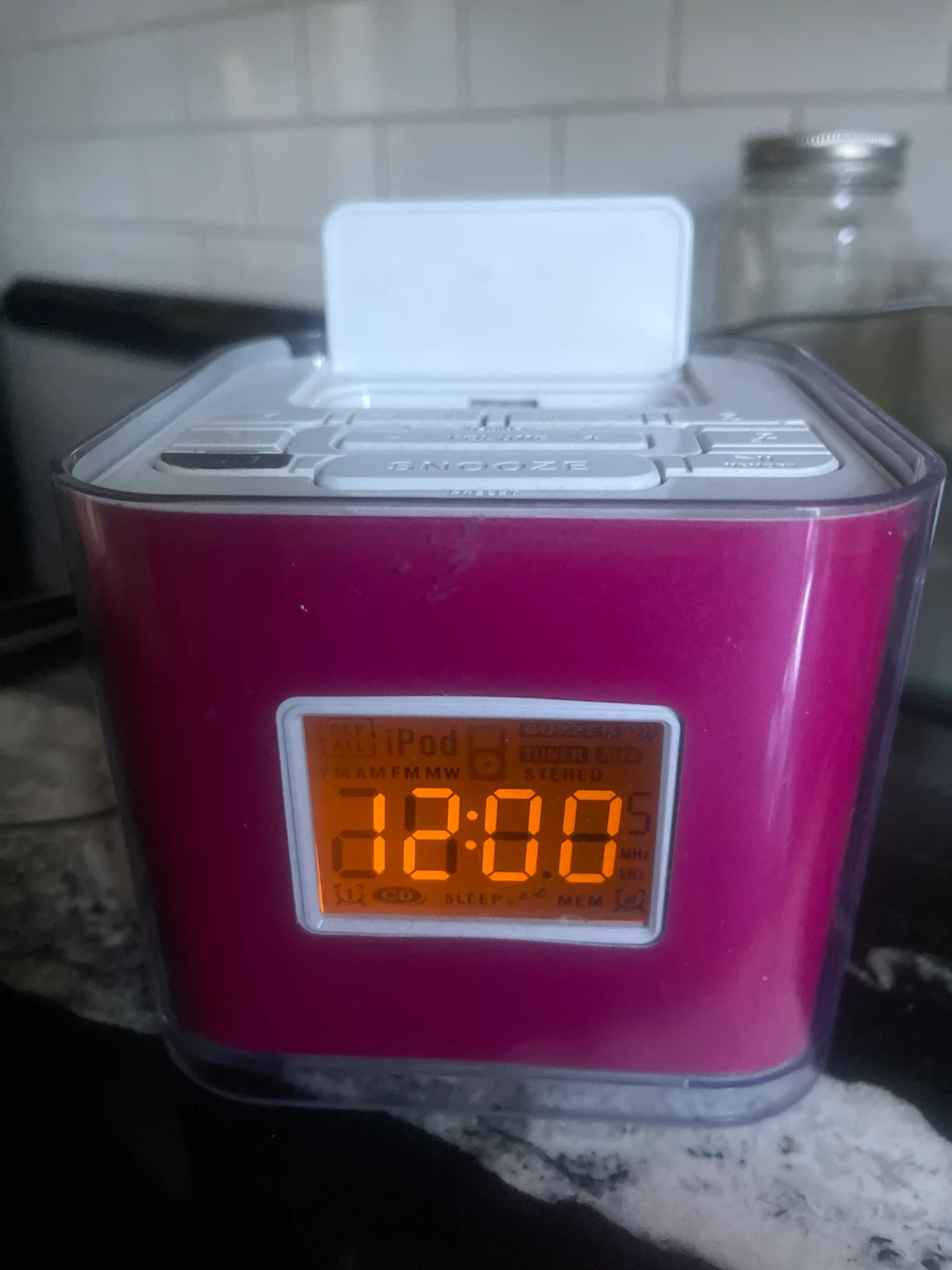 Pink iPod Docking Alarm Clock Radio
