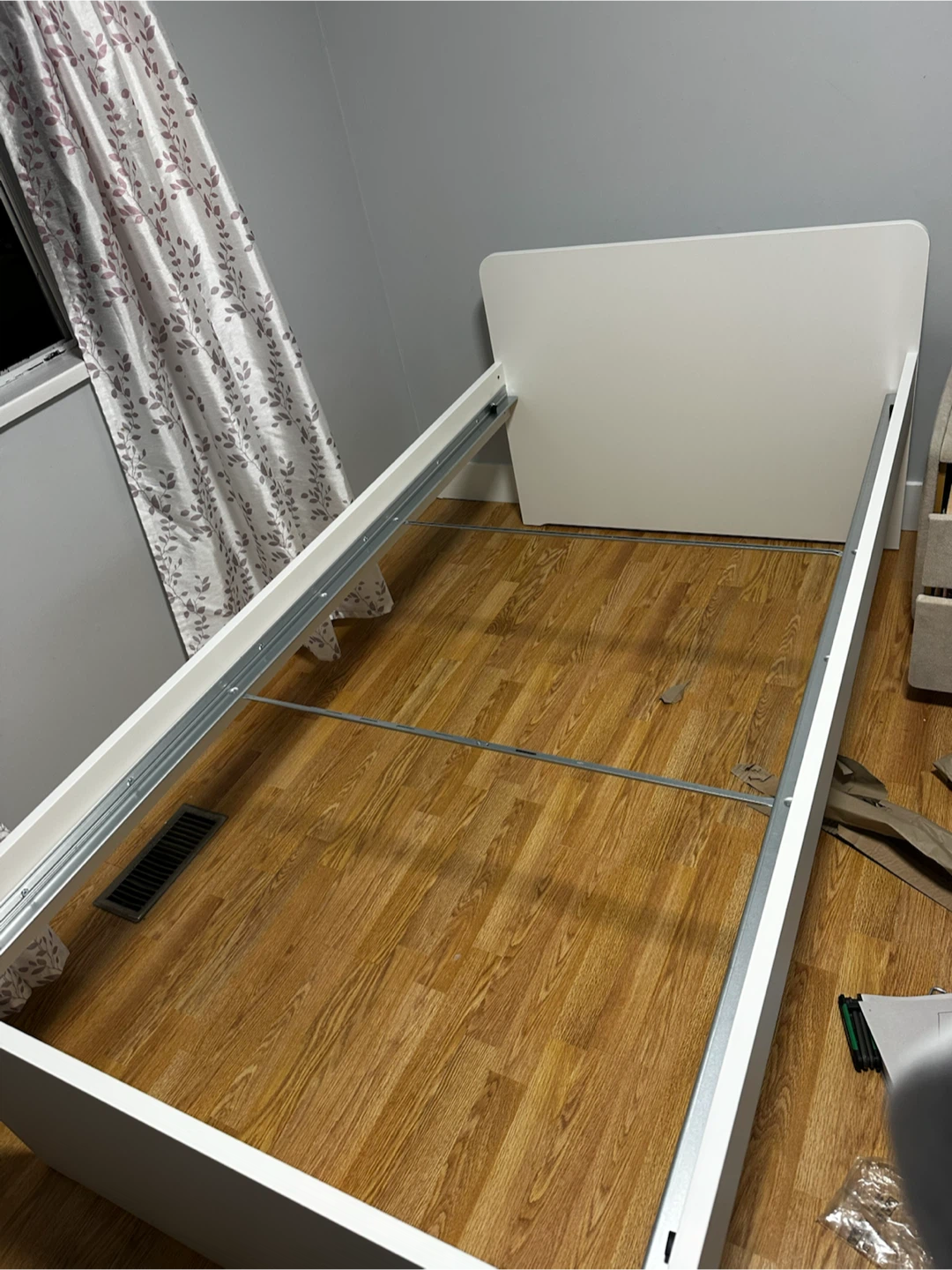 White Twin Bed Frame with Headboard