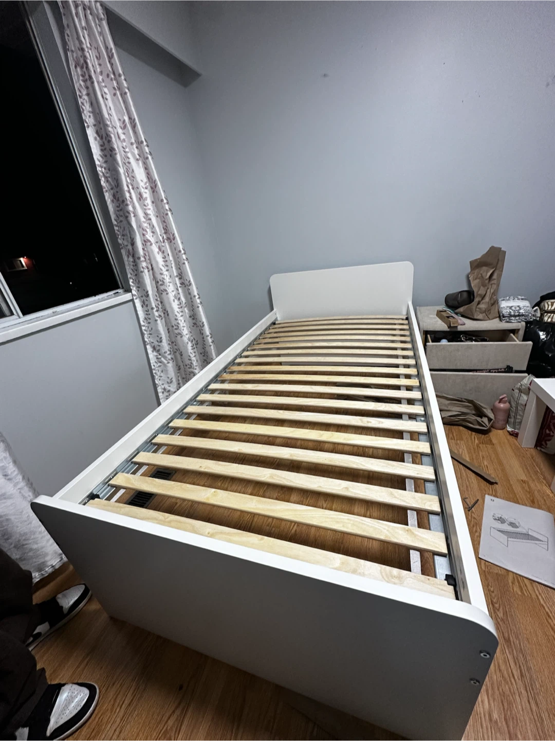 White Twin Bed Frame with Headboard - photo 2