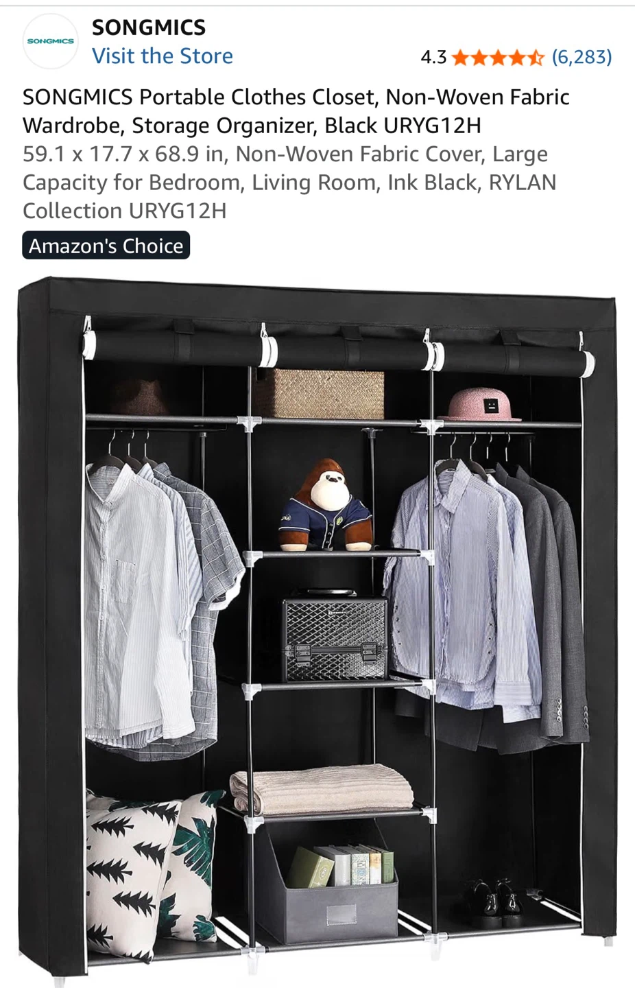 Portable Clothes Closet Wardrobe Storage Organizer