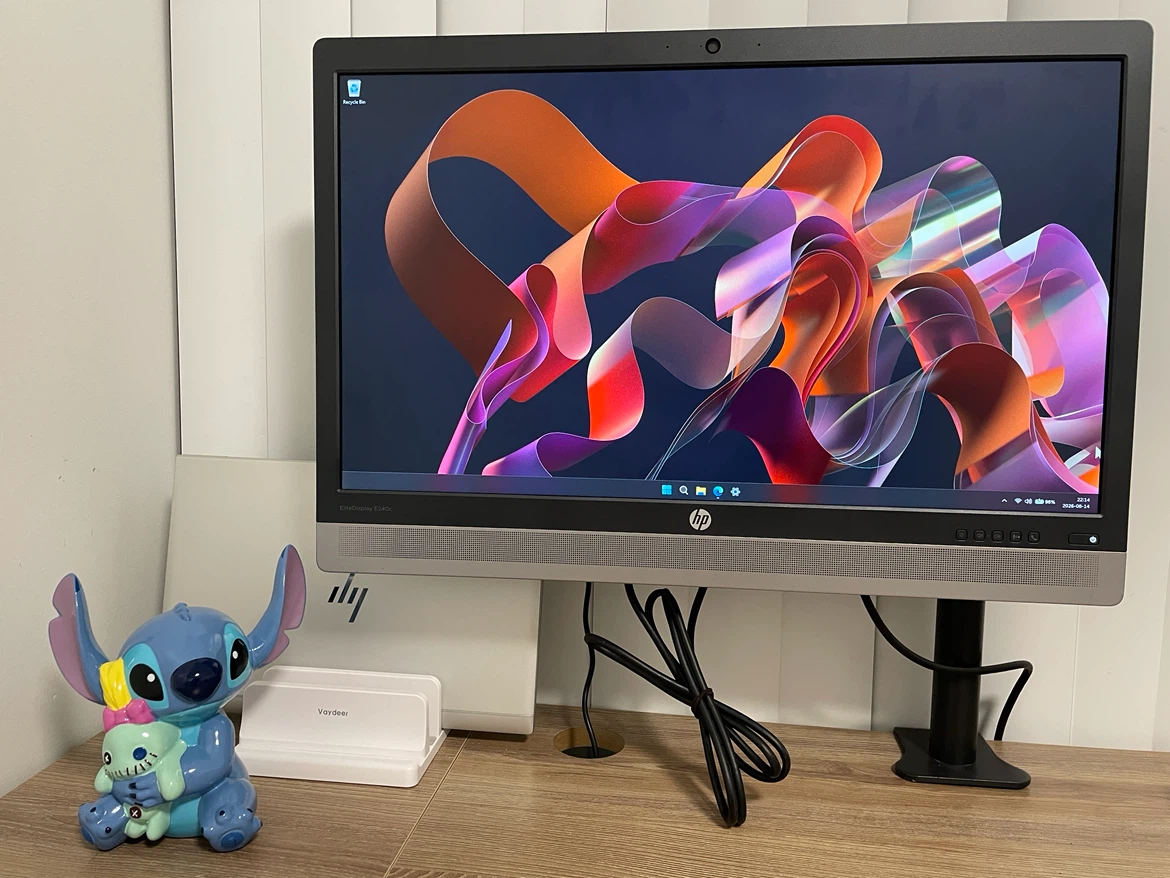 HP EliteDisplay Monitor & PrimeCables Single Monitor Desk Mount