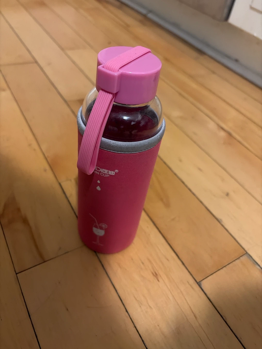 Pink Glass Water Bottle with Sleeve
