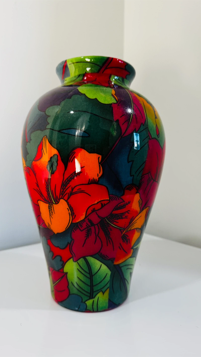 Large Red Decorative Vase and Bowl Set - photo 3