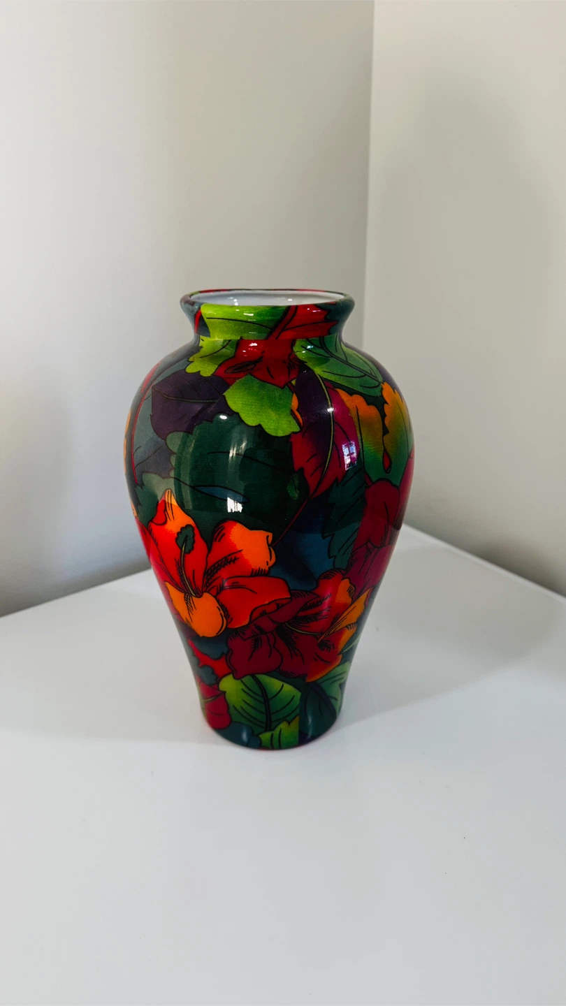 Large Red Decorative Vase and Bowl Set - photo 4
