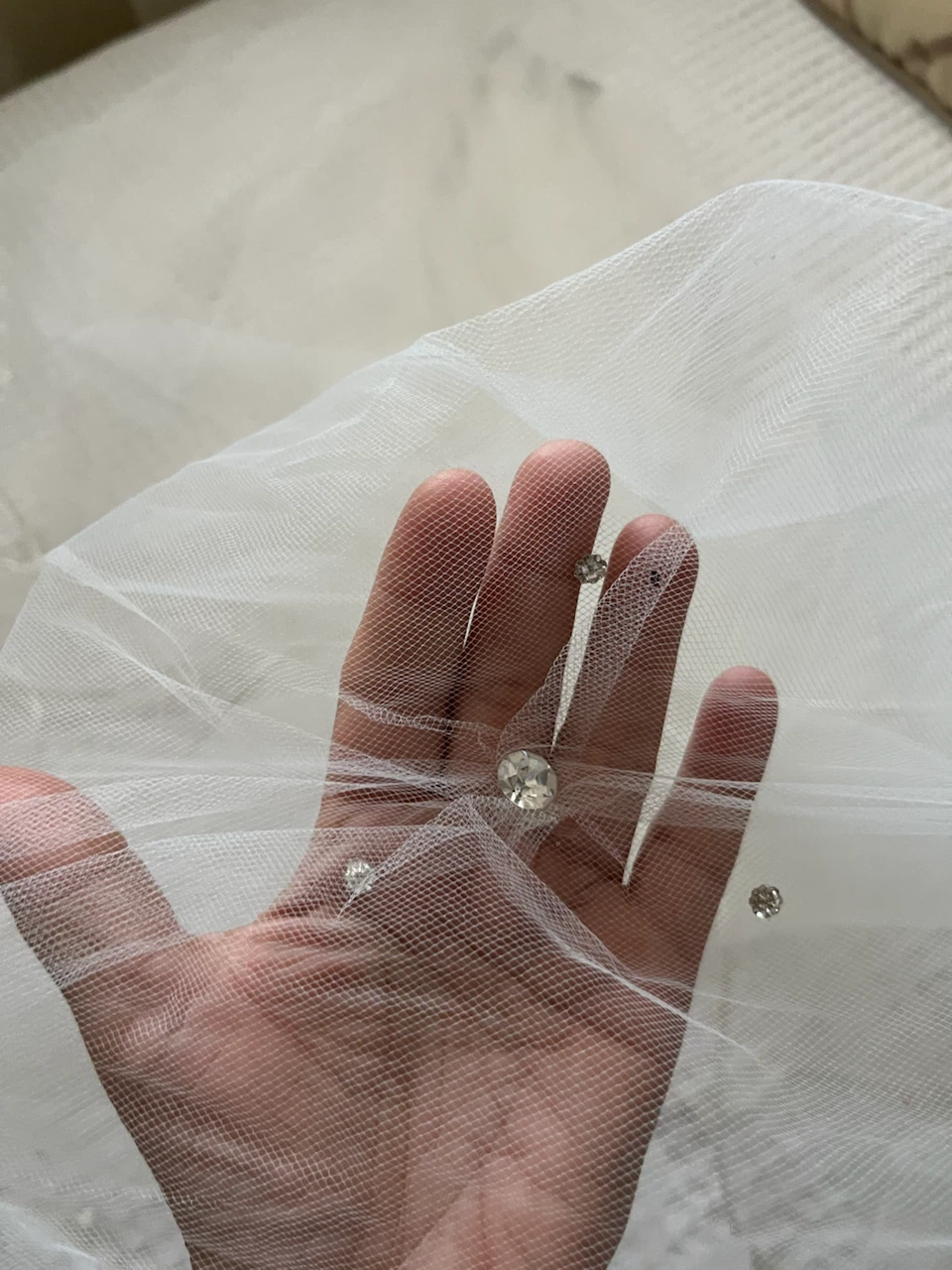 6ft White Bridal Veil with Rhinestones