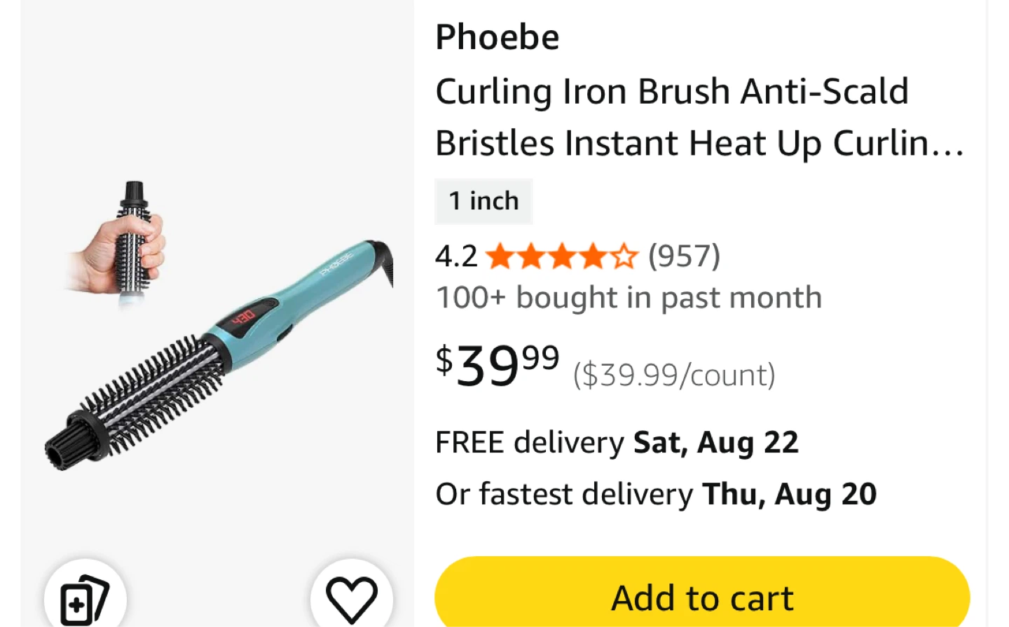 Phoebe 1-Inch Rotating Hot Brush - photo 2