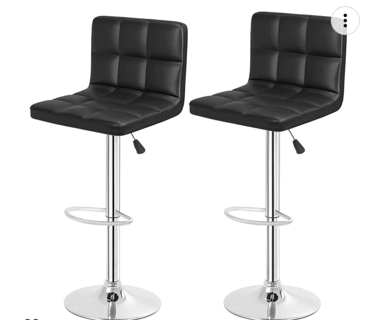 Set of 2 Black Adjustable Bar Stools