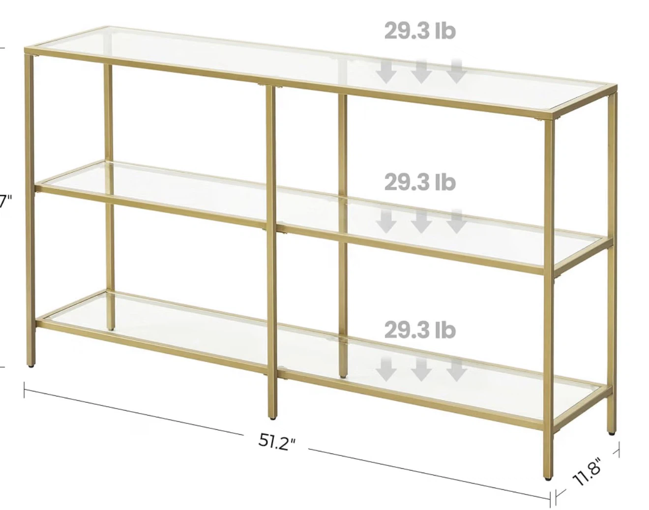 Glass Console Table with Gold Frame