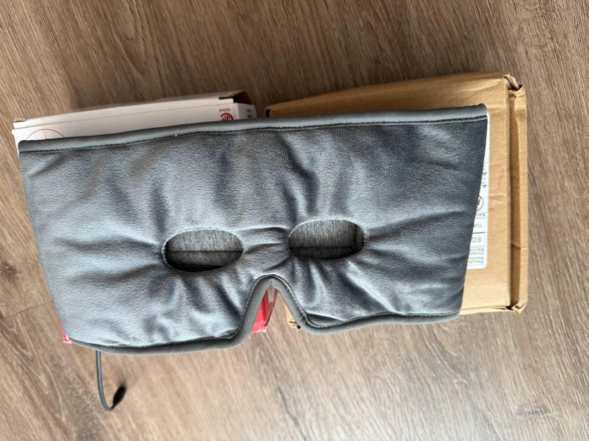Grey Velour Eye Mask with Heating Function