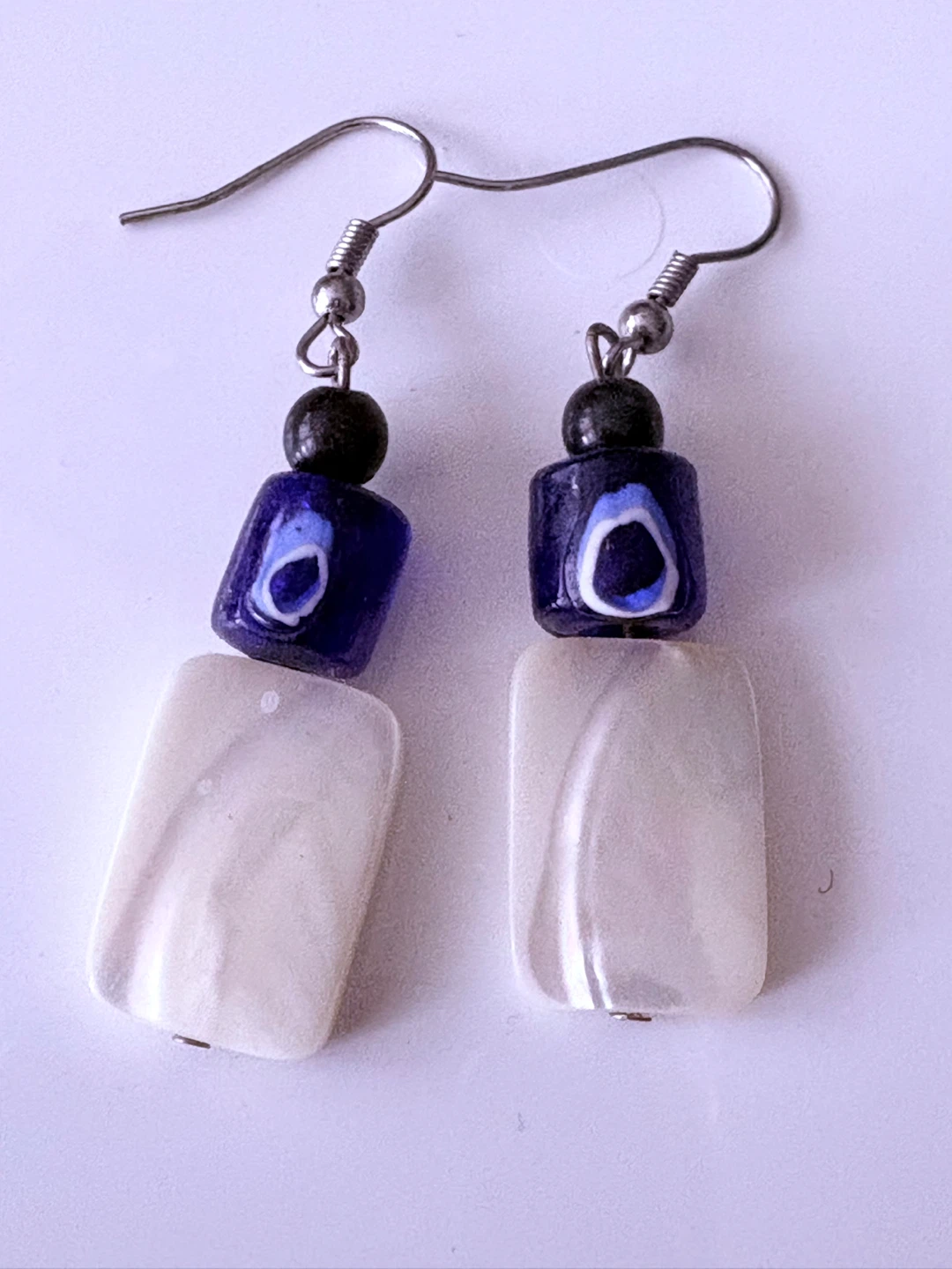 Evil Eye Earrings with Mother of Pearl and onyx - photo 2