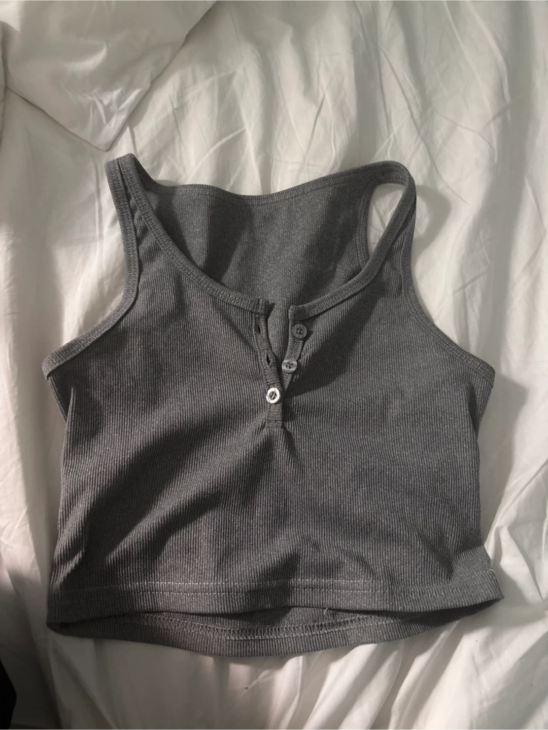 Dazy Grey Ribbed Tank Top