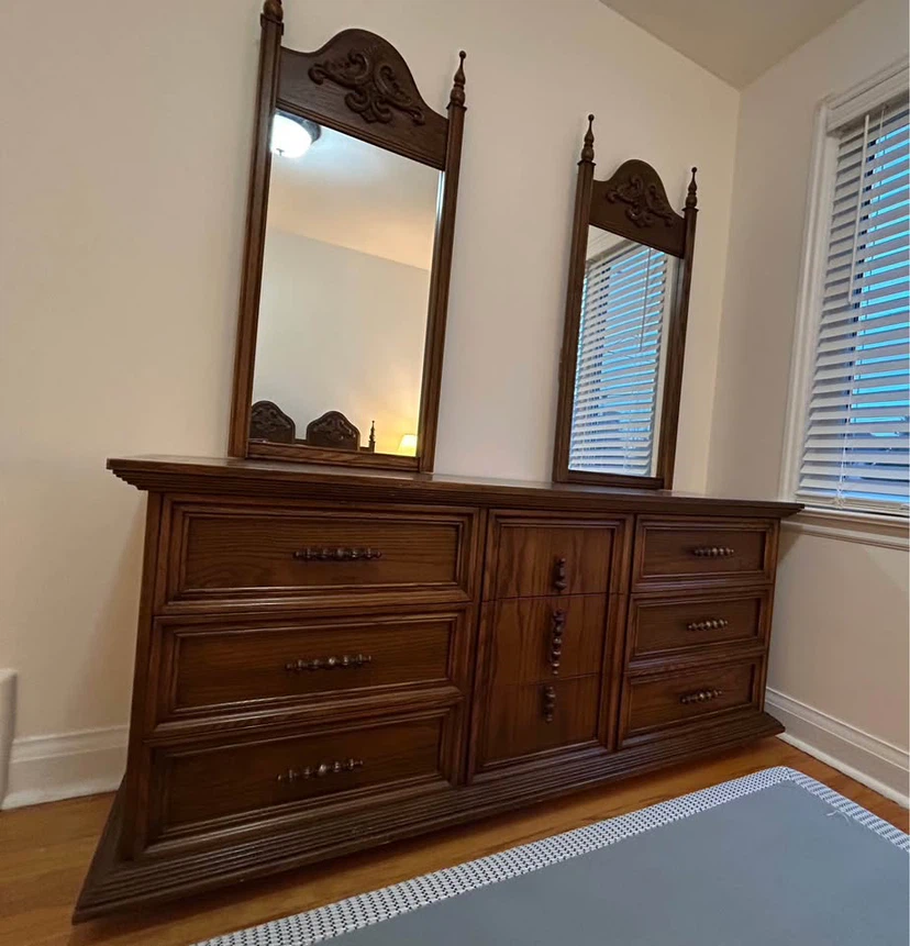 Wooden Bedroom Set - Dresser, Nightstand, and Headboard