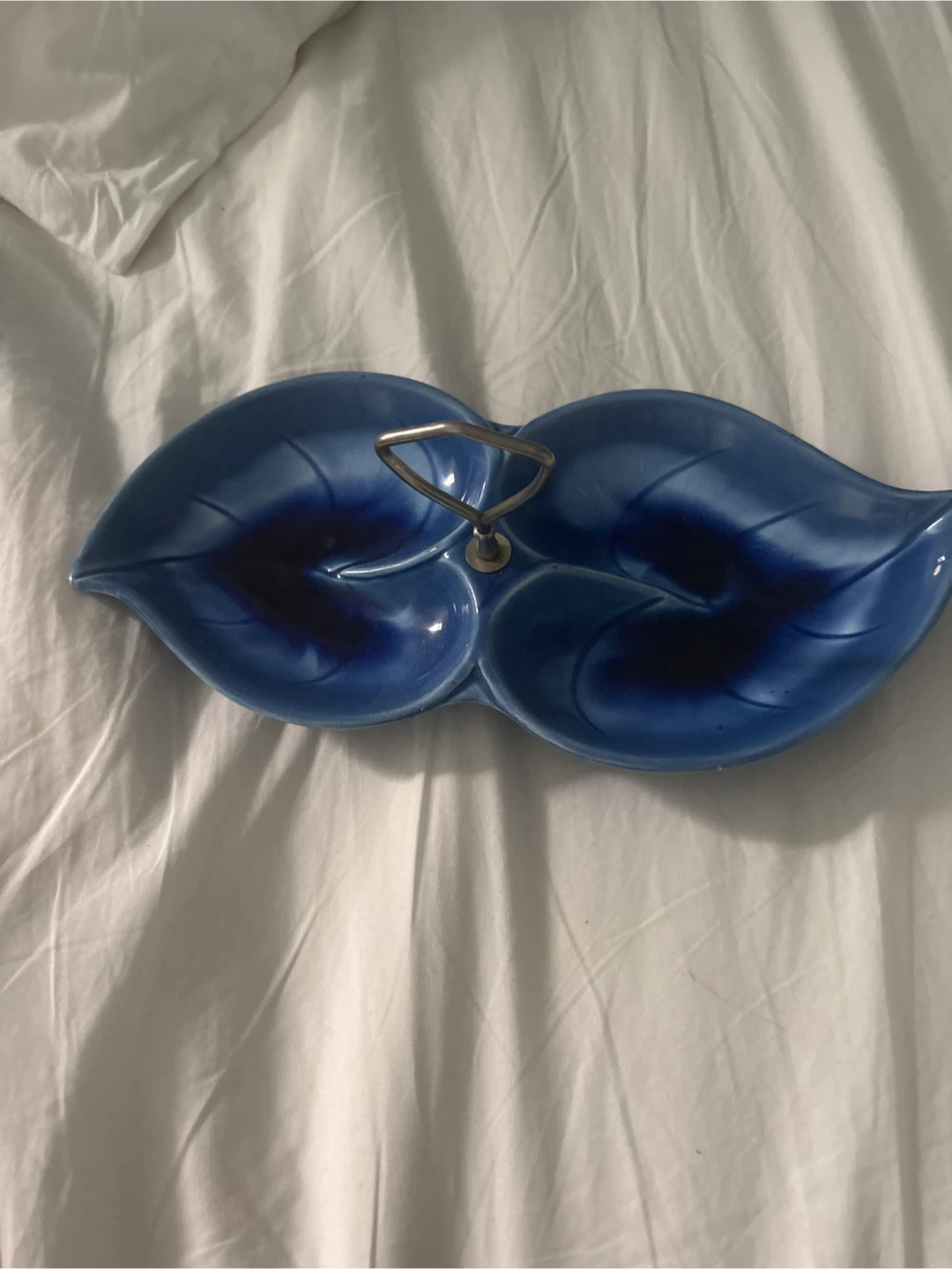 Blue Leaf Shaped Serving Dish