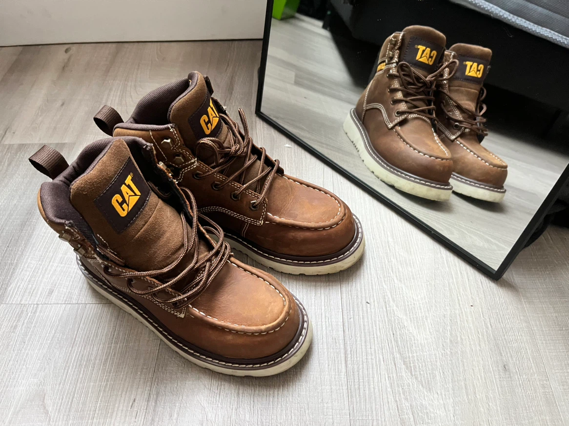 Caterpillar Work Boots - Brown Leather Steel Toe