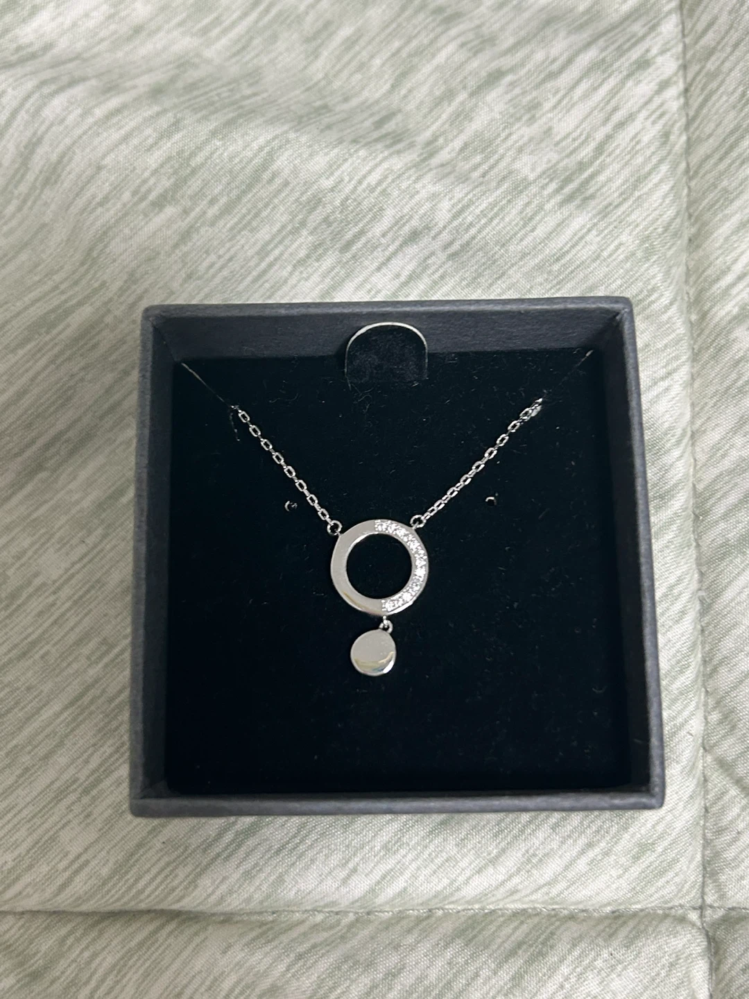 Sterling silver  Circle Pendant Necklace with Charm