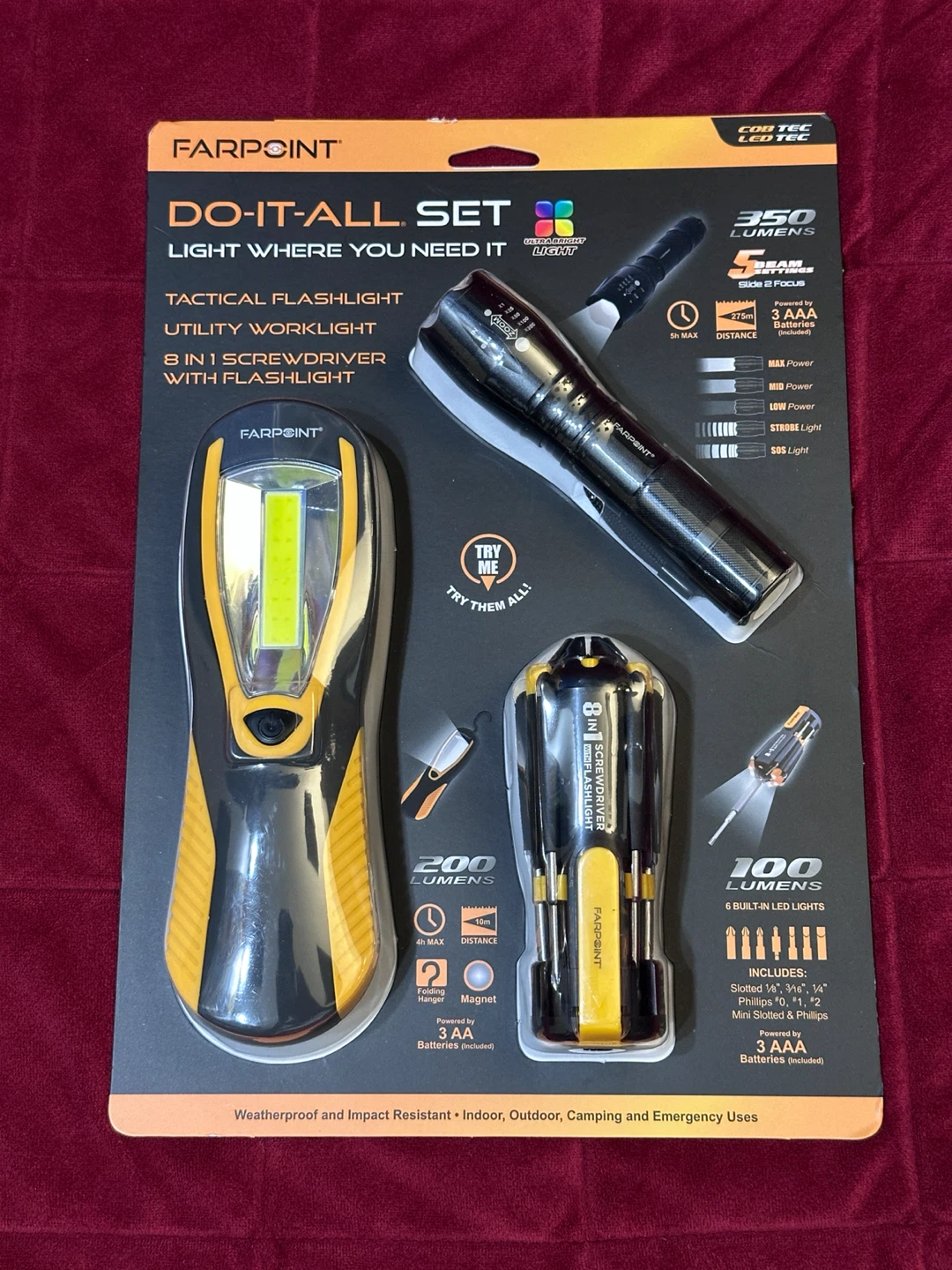 Flashlight, WorkLight and Screwdriver All in one set