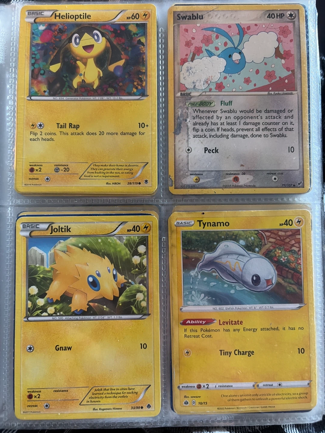 Pokemon Cards: Helioptile, Swablu, Joltik, Tynamo