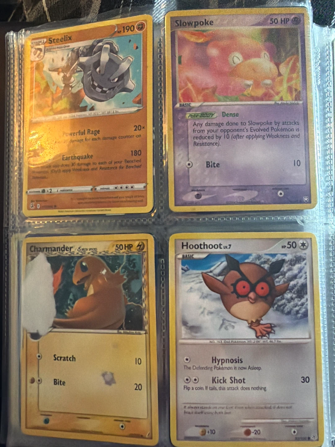 Pokemon Trading Cards - Steelix, Slowpoke, Charmander, Hoothoot