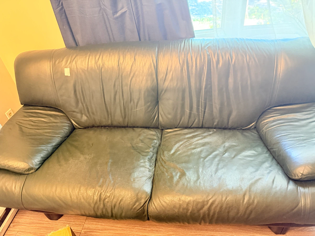 Green Leather Sofa - photo 3