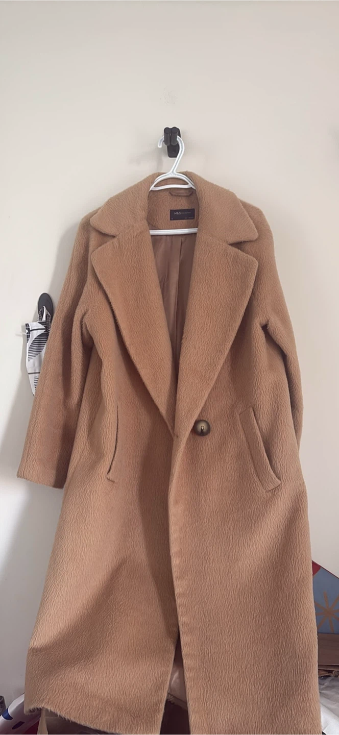 M&S Collection Women's Camel Wool Blend Coat Size 12