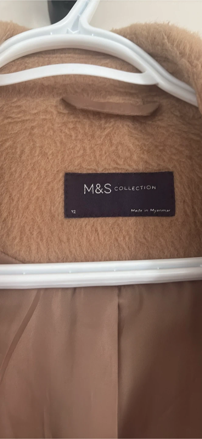 M&S Collection Women's Camel Wool Blend Coat Size 12 - photo 2