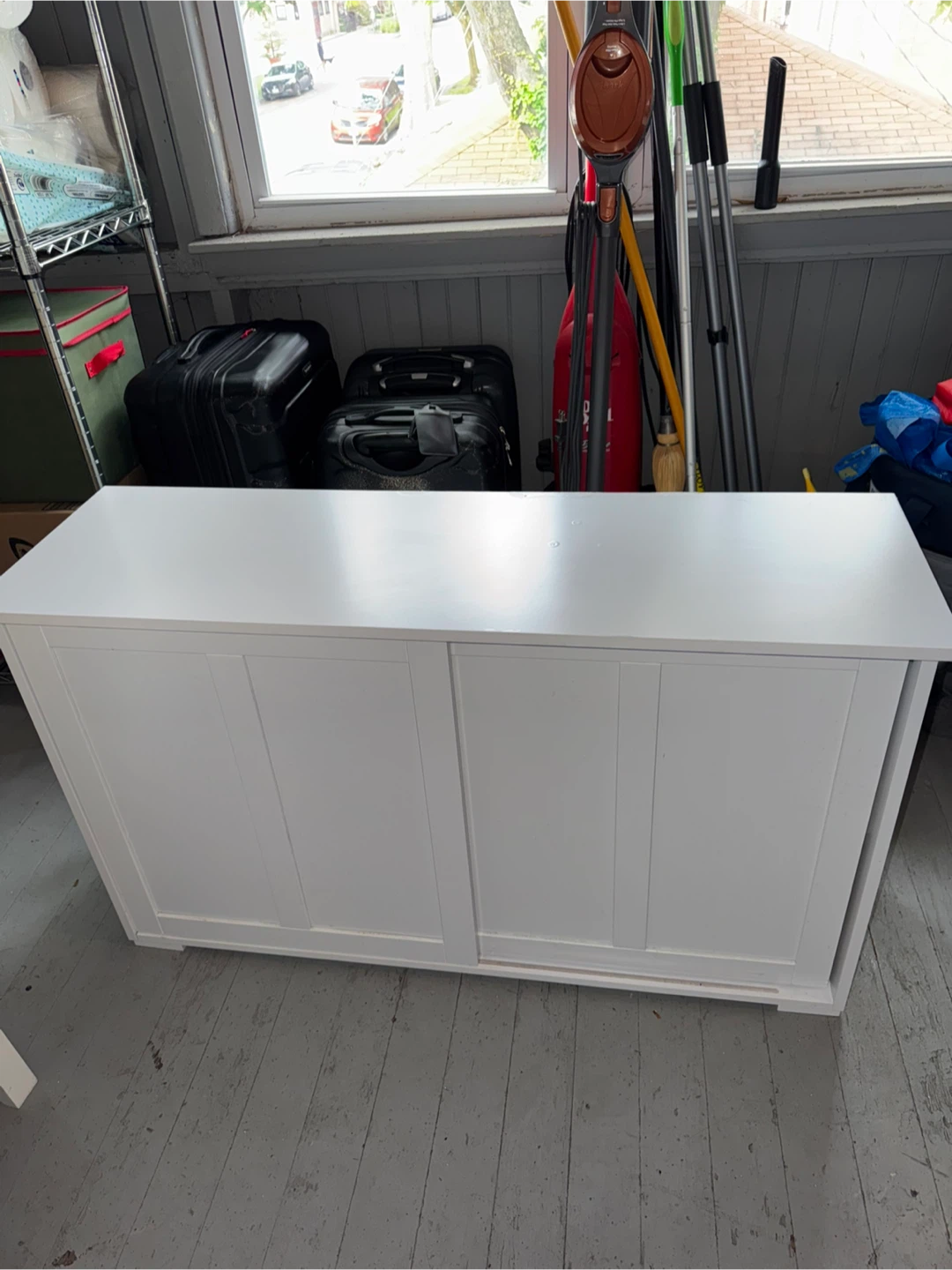 White Sliding Door Storage Cabinet / Coffee Bar