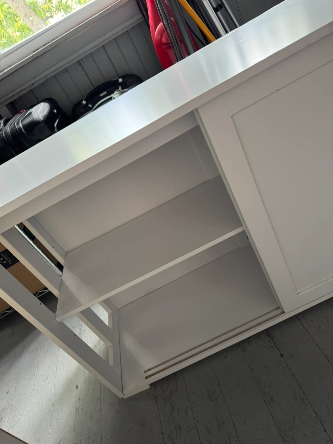 White Sliding Door Storage Cabinet / Coffee Bar - photo 5