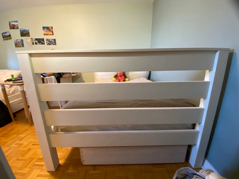 White Wooden Bed Frame - photo 2
