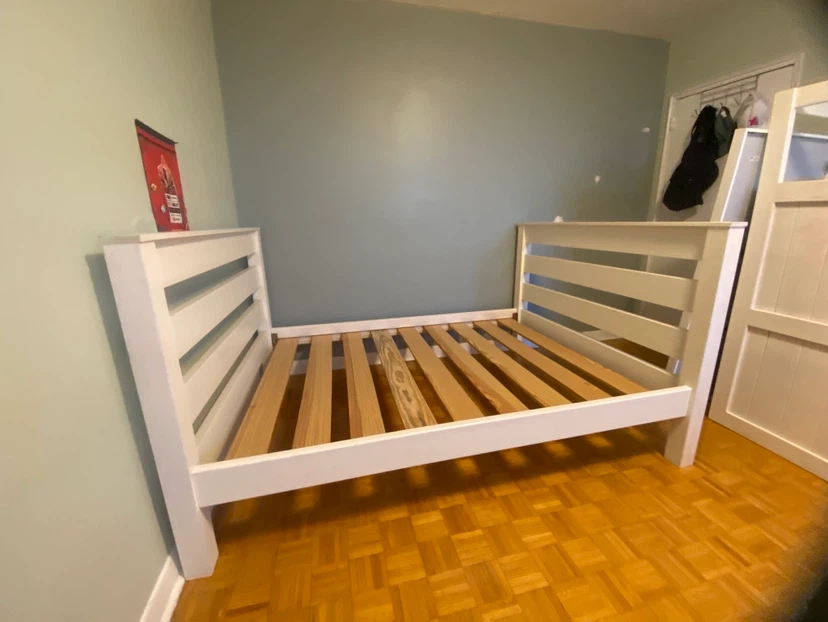 White Wooden Bed Frame - photo 3