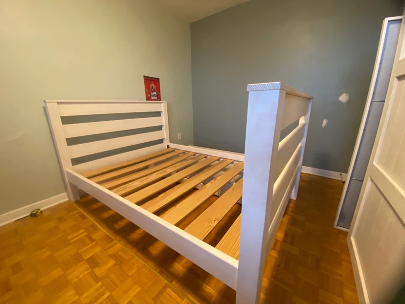 White Wooden Bed Frame - photo 4