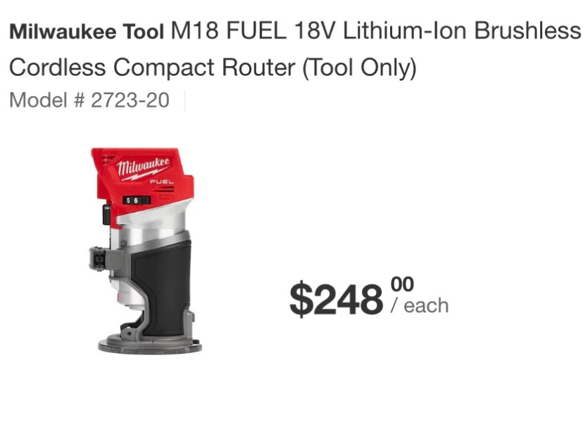 Milwaukee M18 FUEL Compact Router (Tool Only)