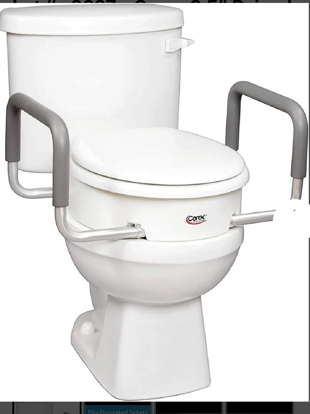 Carex Toilet Seat with Arms for Elongated Toilets