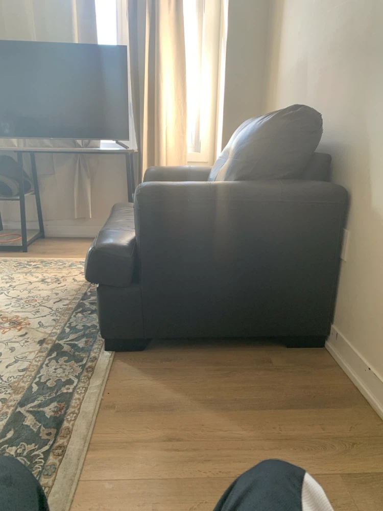 Dark Grey Leather Armchair